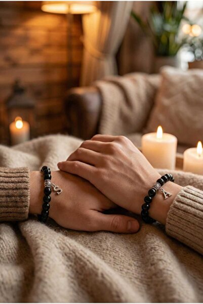 Personalized Couple Bracelet – Natural Onyx Stone – Letter Valentine Bracelet – Handmade Stylish Gift