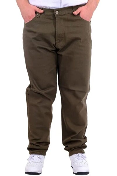 cusseli بنطلون رجالي كبير الحجم من الجبردين 5 جيوب دايت كلاسيك 22920 كاكي