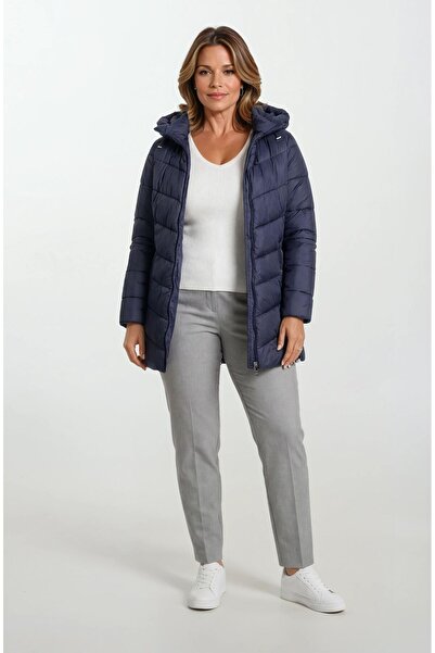 Spazio Primillo Nordic Uzun Kapüşonlu Şişme Mont LACİVERT