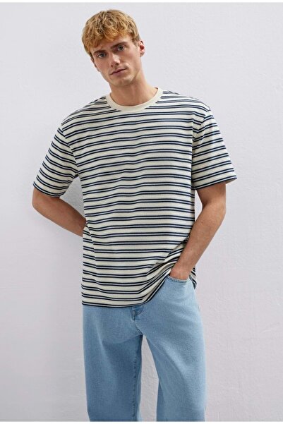 Mavi M0613166 Striped T-Shirt Men's T-Shirt Beige