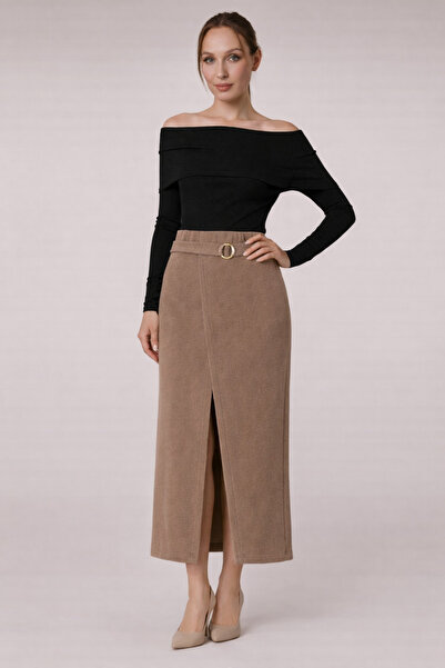 Cherry Lane Fusta creion pentru femei, cu detaliu inelat, cu detaliu de tip c...