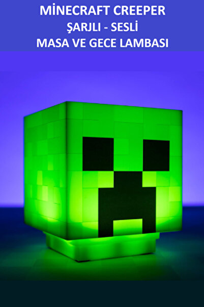 ZETCONCEPT Minecraft Creeper - Işıklı ve Sesli Gece Lambası Çocuk Odası - Şar...
