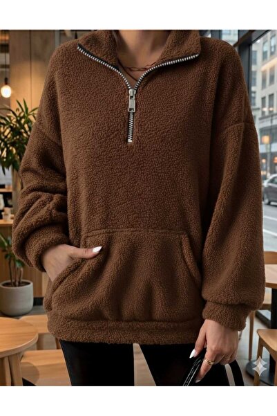 Es Sport Γυναικεία Ρούχα - Φούτερ με φερμουάρ, βελούδινο με όρθιο γιακά, άνετ...