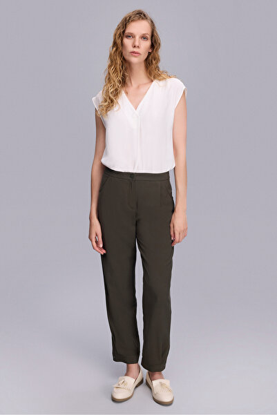 Naramaxx Paçası Düğme Detaylı Havuç Form Haki Pantolon