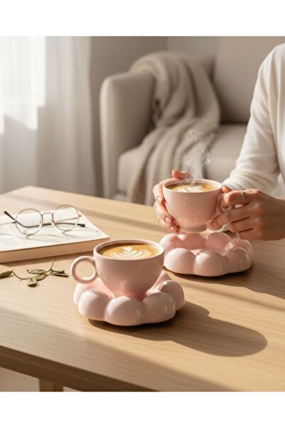 Onedekor 2 Kişilik Puffyl Pink Double Kahve Fincanı Seti