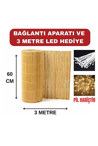 özgazi 60 Cm X 3 Metre Kamış Hasır Bambu Bahçe Çiti Balkon Çiti Gölgelik Ve D...