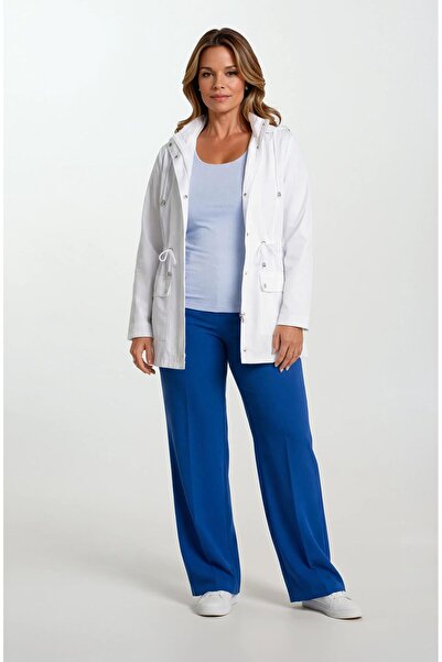 Spazio Christensen Kapüşonlu Çıtçıtlı Katlamalı Kol Safari Mont BEYAZ