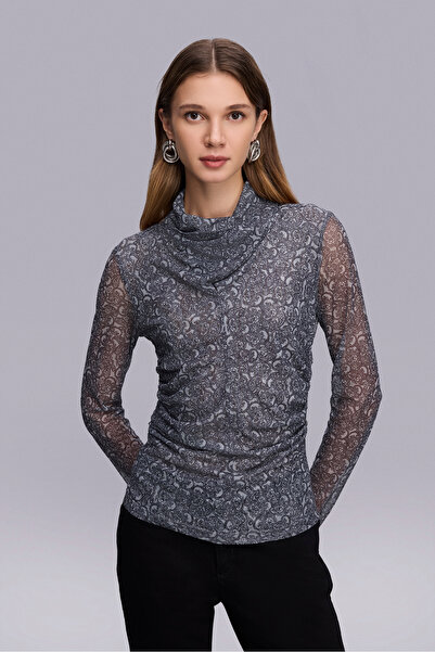 Naramaxx Büzgü Detaylı Şal Desen Bluz