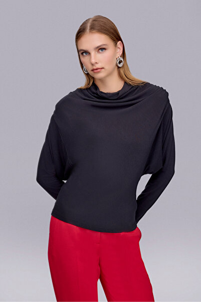 Naramaxx Vatkalı Örme Siyah Bluz