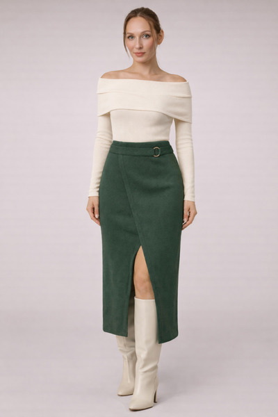 Cherry Lane Γυναικεία φούστα με λεπτομέρεια με δαχτυλίδι καμιζόλα σε χρώμα σε...