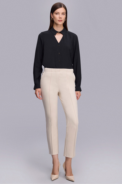 Naramaxx Önü Dikişli Bej Örme Pantolon