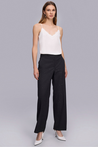 Naramaxx Geniş Paça Çizgili Parıltılı Pantolon