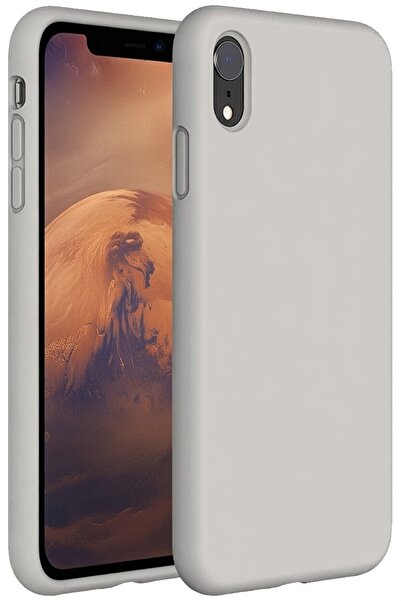 Marselit iphone XR Uyumlu Premium Lansman Liquid Silikon Kılıf İçi Kadife-Gri