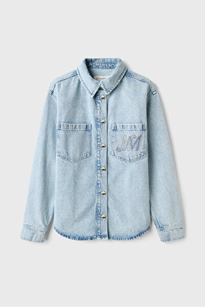 Naramaxx Taş Baskılı Mavi Denim Ceket