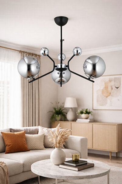 ESSLİGHT BESTE 3’LÜ AVİZE FÜME GLOB CAMLI MODERN DEKORATİF AYDINLATMA