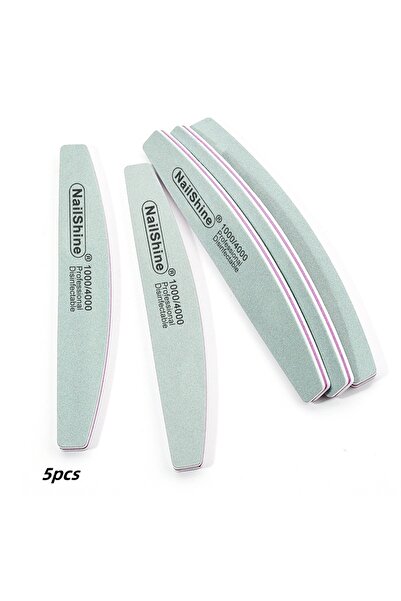 Choice عبوة من 5 قطع (2/5 قطع) مبرد أظافر نصف قمري، إسفنجة، ملمع طلاء جل الأش...