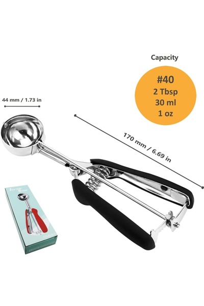 Choice مغرفة آيس كريم من الفولاذ المقاوم للصدأ مقاس 40 بوصة، مغرفة خبز البسكو...