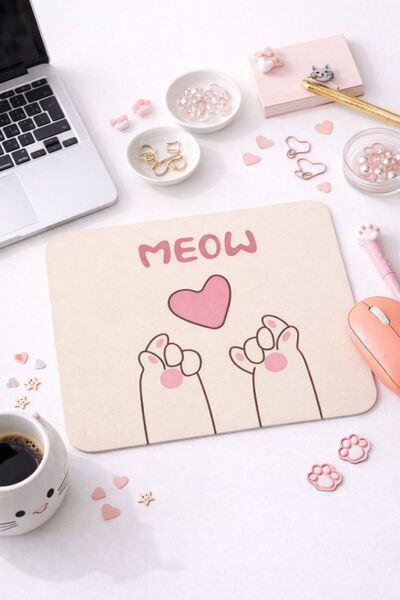 HobiShop Sevimli Pembe Mouse Pad, 21x17 cm, Kaymaz Taban, Ev, Ofis ve Oyun için Rahat ve Yumuşak Mousepad