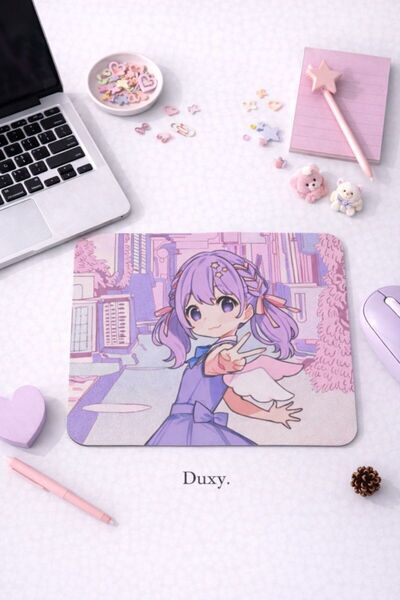 Duxy Sevimli Anime Mouse Pad, 21x17 cm, Kaymaz Taban, Ev, Ofis ve Oyun için R...