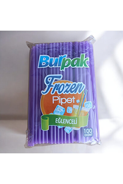 Burpak Mor Renk,100Lü Düz Geniş 22cm Frozen Kullan At Pipet