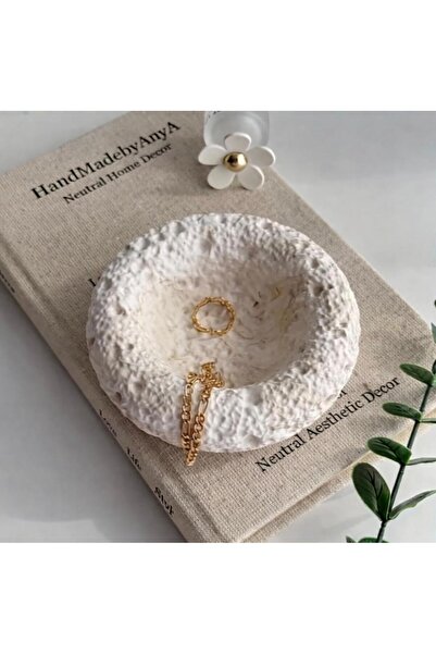 LORİCA Ay Dokulu kase Taş desenli dekoratif kase/ mum kupası ~ Takı Tabağı 12cm