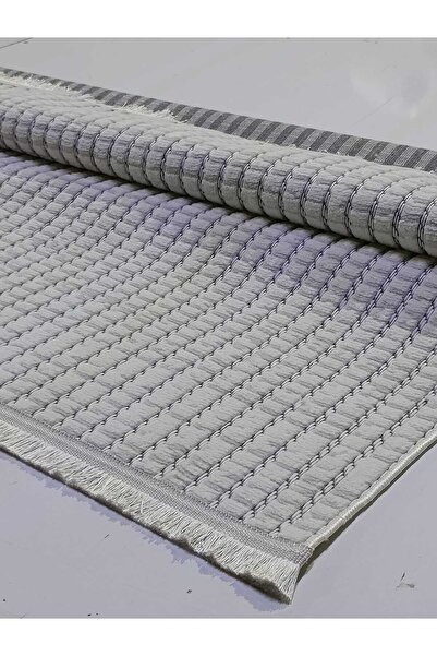 İKİZLER HALI Beyaz-A.gri Modern Tasarım Sisal Bukle Özel Ölçü Salon Oturma Od...