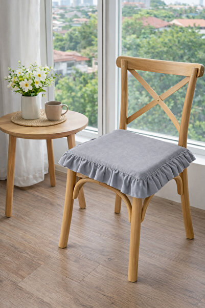 RİTMOHOME Pernă pentru scaun nordic cu volane gri vintage, rustică, boemă, ru...