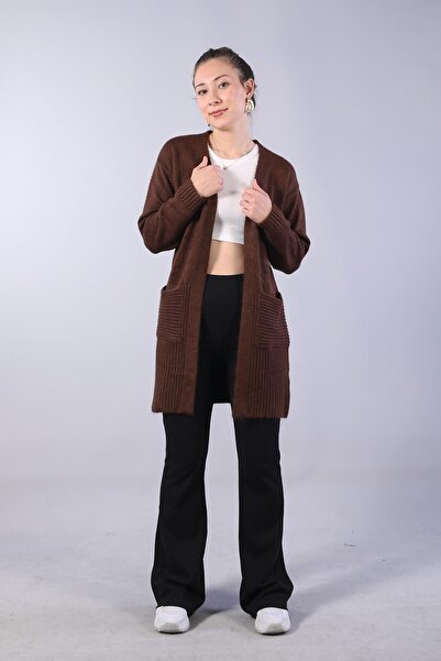 Mckanzie 1568 Buzunar și partea inferioară material reiat basic Cardigan tunică