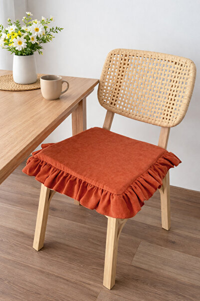 RİTMOHOME Pernă pentru scaun nordic cu volane, scorțișoară, vintage, țară, bo...