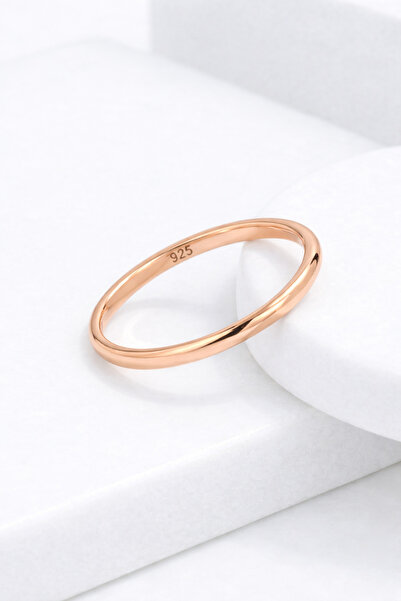 deren gümüş 2mm Bombeli Parlak Rose Gümüş Alyans 925ayar