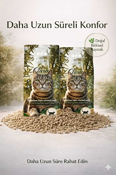 happycatlitter Topaklanan Zeytin Çekirdeği Pelet Kedi Kumu 20L – İnce Taneli,...