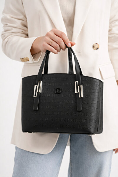 Just Polo حقيبة كتف نسائية بحزام أسود قابل للتعديل -BD4030