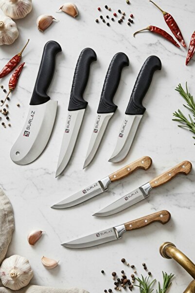 SürLaz Sürmene Profesyonel Mutfak Bıçak Seti Paslanmaz Çelik Ergonomik Saplı ...