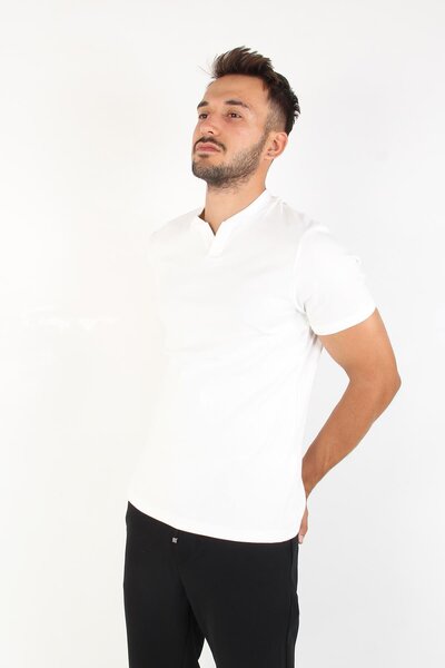 Mckanzie 2122 Μπλουζάκι με τρία κουμπιά Judge Collar Ribbed Modern Fit