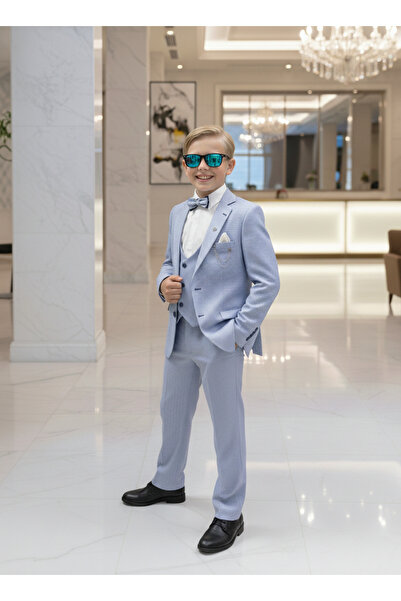 WENA KİDS Modrý dětský set - šaty, bunda, vesta a kalhoty