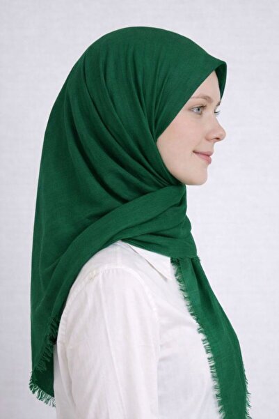 Merve Nayir Eșarfă din bumbac verde smarald, eșarfă simplă, eșarfă din bumbac...