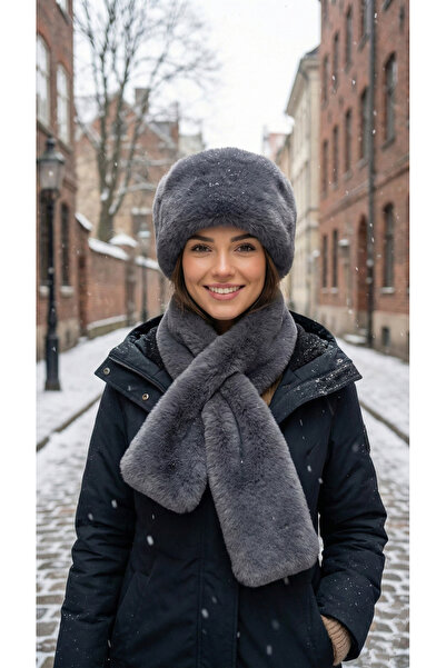 LAGRANZE Șapcă de pluș pentru femei - Set de 2 eșarfe