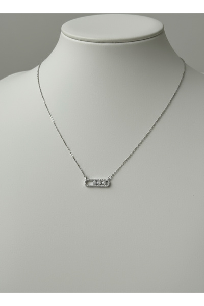 Lilac Jewelry 316L Çelik Gümüş Renk Zincir Zirkon Taşlı Kadın Kolye