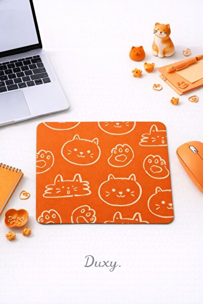 Duxy Sevimli Kedi Mouse Pad, 21x17 cm, Kaymaz Taban, Ev, Ofis ve Oyun için Ra...