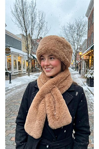 LAGRANZE KADIN PELUŞ BUCKET KALPAK - ATKI 2 Lİ SET