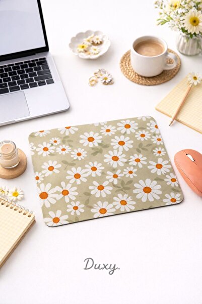 Duxy Sevimli Çiçekli Mouse Pad, 21x17 cm, Kaymaz Taban, Ev, Ofis ve Oyun için...