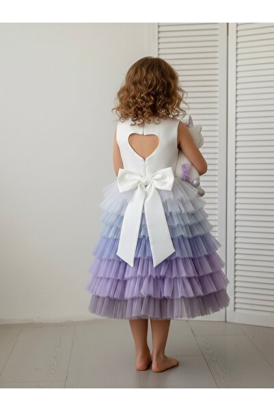 Asel Kids Rochie de seara din tul cu detaliu inima la spate pentru fete