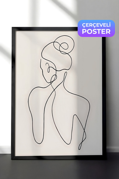Postifull Siyah Çerçeveli Tablo, Poster ve Çerçeve Seti, One Line Art No 1 Co...