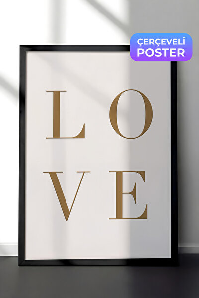 Postifull Zlatna ljubav u uokvirenoj slici, crni okvir i poster, vertikalna z...