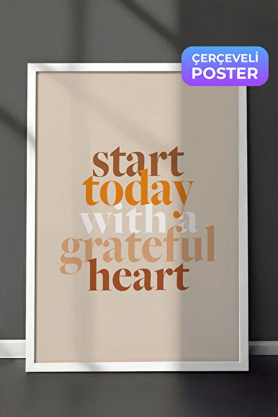 Postifull Slika u ramu "Zahvalno srce", beli okvir i poster, serija zidnih sl...