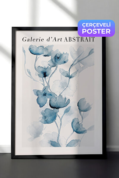 Postifull Fleurs Bleues No1 Uramljena Slika, Crni Okvir i Poster, Zidna Slika...