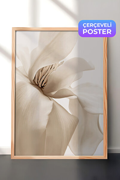 Postifull Beige Magnolia Yılbaşı Tablo, Ahşap Çerçeve ve Poster, Duvar Tablos...