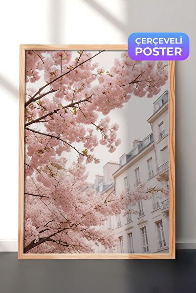 Postifull Slika uokvirena trešnjinim granama, drveni okvir i poster, zidna sl...