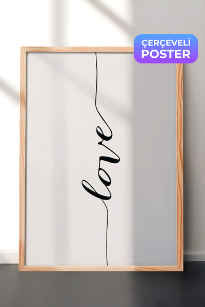 Postifull Love Çerçeveli Tablo, Ahşap Çerçeve ve Poster, Yatay Duvar Tablosu ...
