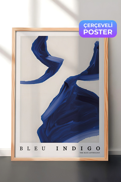 Postifull Slika u drvenom okviru, set postera i okvira, Indigo apstraktna ser...